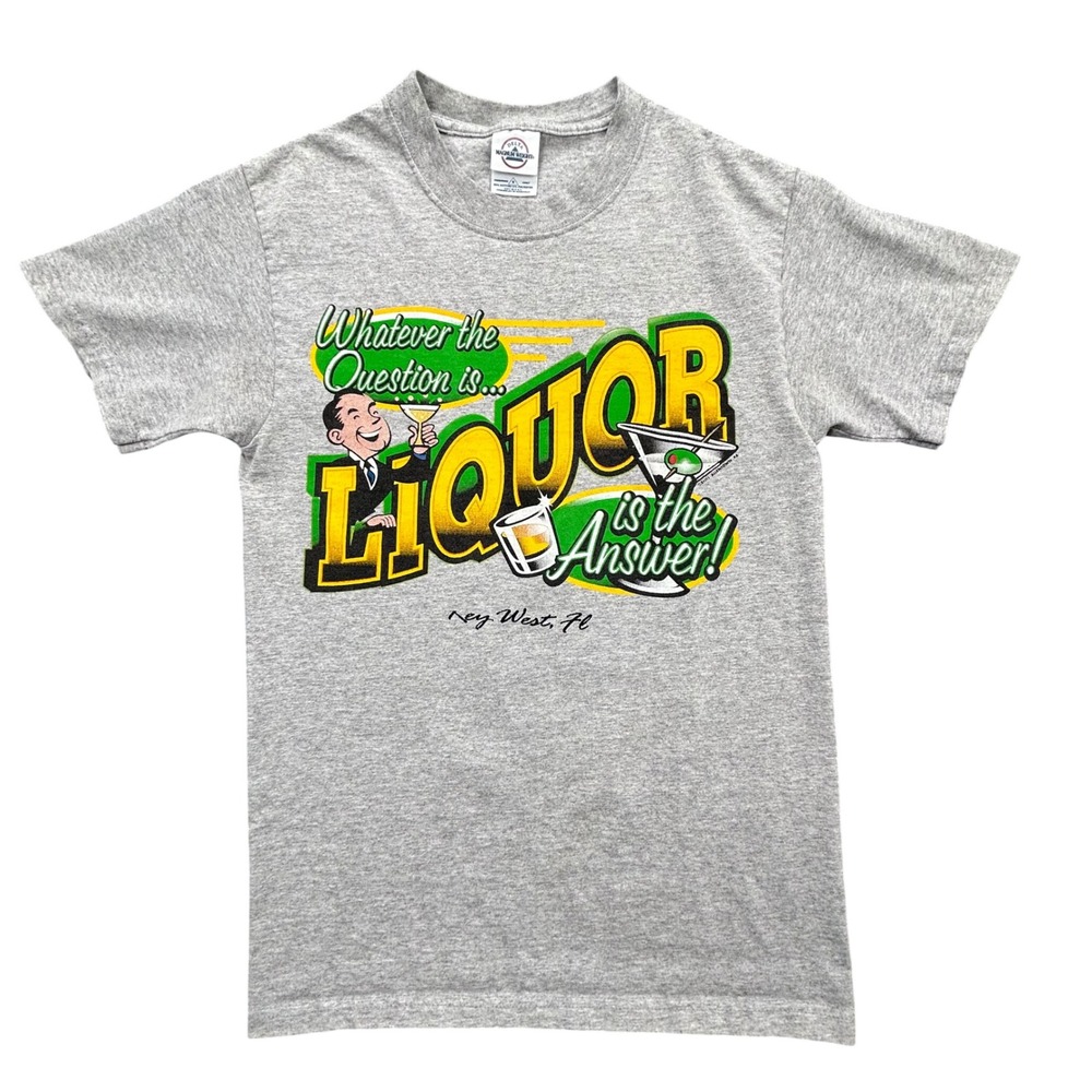 VTG Delta Magnum Weight Shirt Men S Grey Key West Liquor is the Answer Graphic T